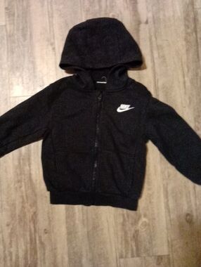Nike Kids Black Full-Zip Hoodie with White Logo